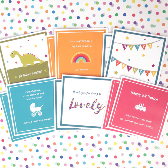 SECONDS Pack of 6 Bestselling Recycled Greetings Cards